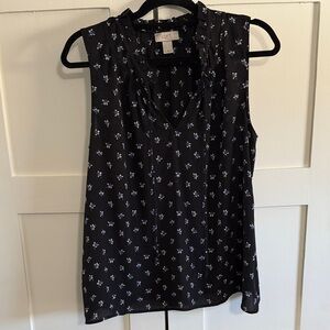LOFT Black and Blue Floral Sleeveless Blouse